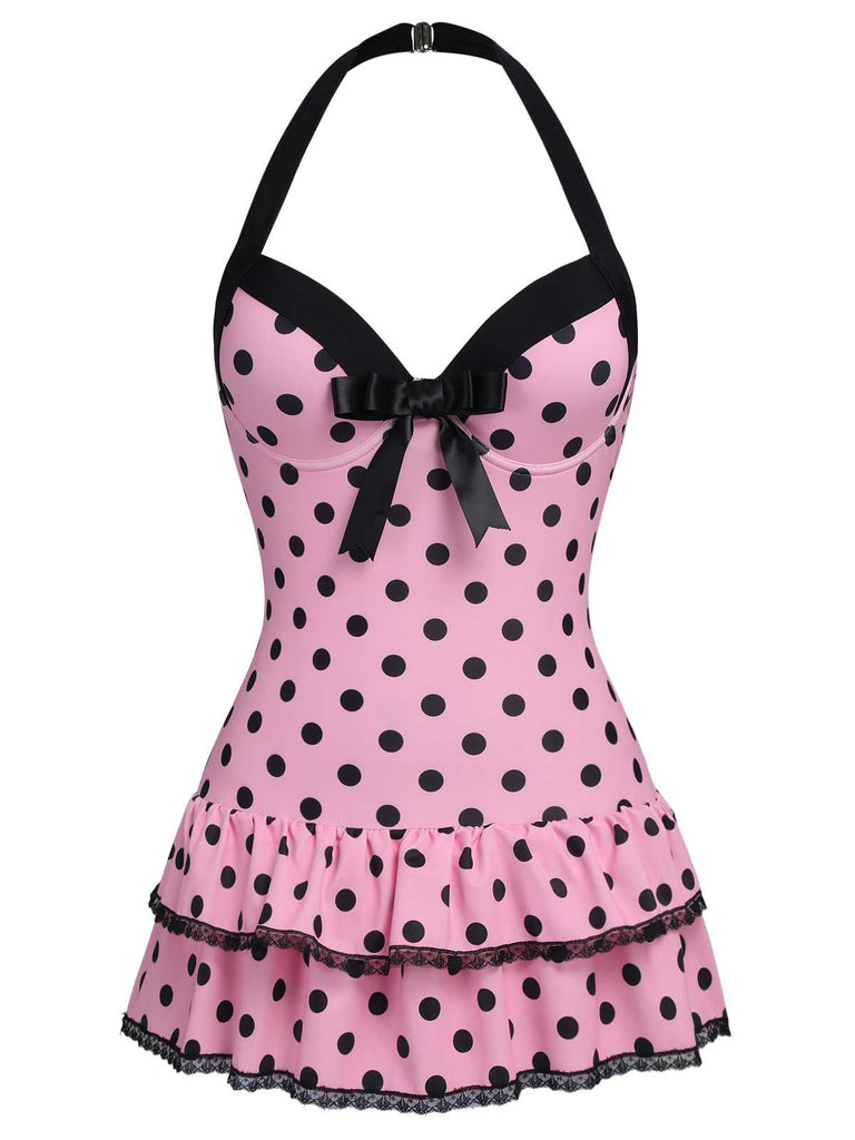 Costumi intero fiocco a pois bianco anni '40