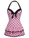 Costumi intero fiocco a pois blu anni '40