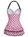 [Taglie Forti] Costume da bagno a pois rosa anni '40