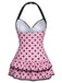 Costumi intero fiocco a pois blu anni '40