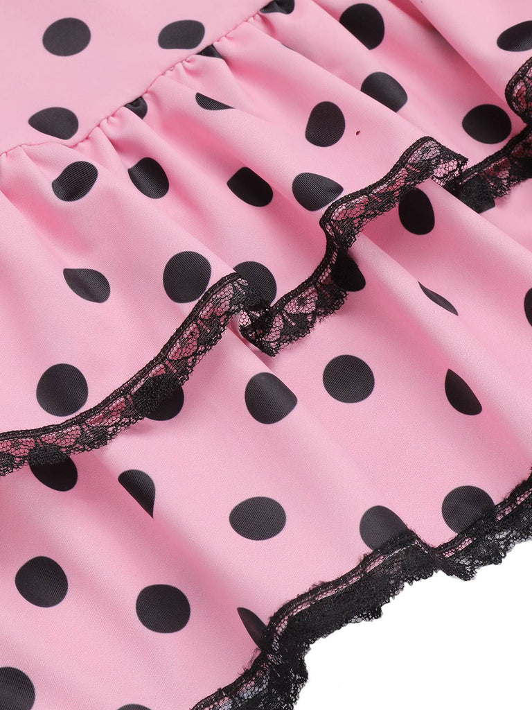 [Taglie Forti] Costume da bagno a pois rosa anni '40
