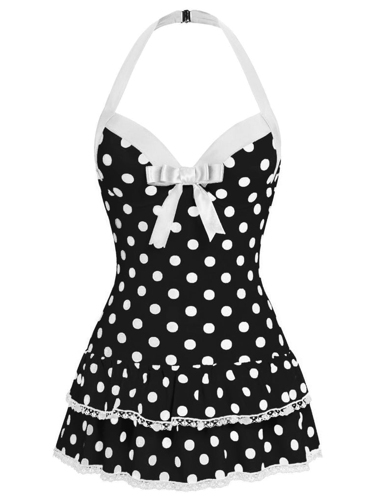 Costumi intero fiocco a pois blu anni '40
