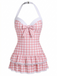 [Pre-Vendita] Costume Intero Blu Halter a Righe con Fiocco Anni '40 26