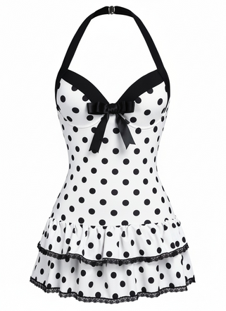 Costumi intero fiocco a pois bianco anni '40