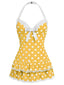 Costumi intero fiocco a pois giallo anni '40
