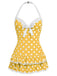 Costumi intero fiocco a pois bianco anni '40