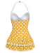 Costumi intero fiocco a pois beige anni '40