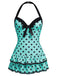 Costumi intero fiocco a pois blu anni '40