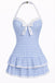 [Pre-Vendita] Costume Intero Blu Halter a Righe con Fiocco Anni '40 27