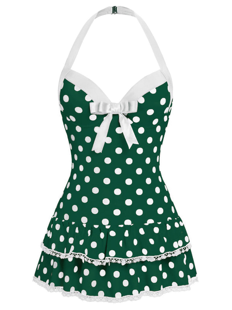 Costumi intero fiocco a pois blu anni '40