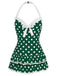 Costumi intero fiocco a pois blu anni '40