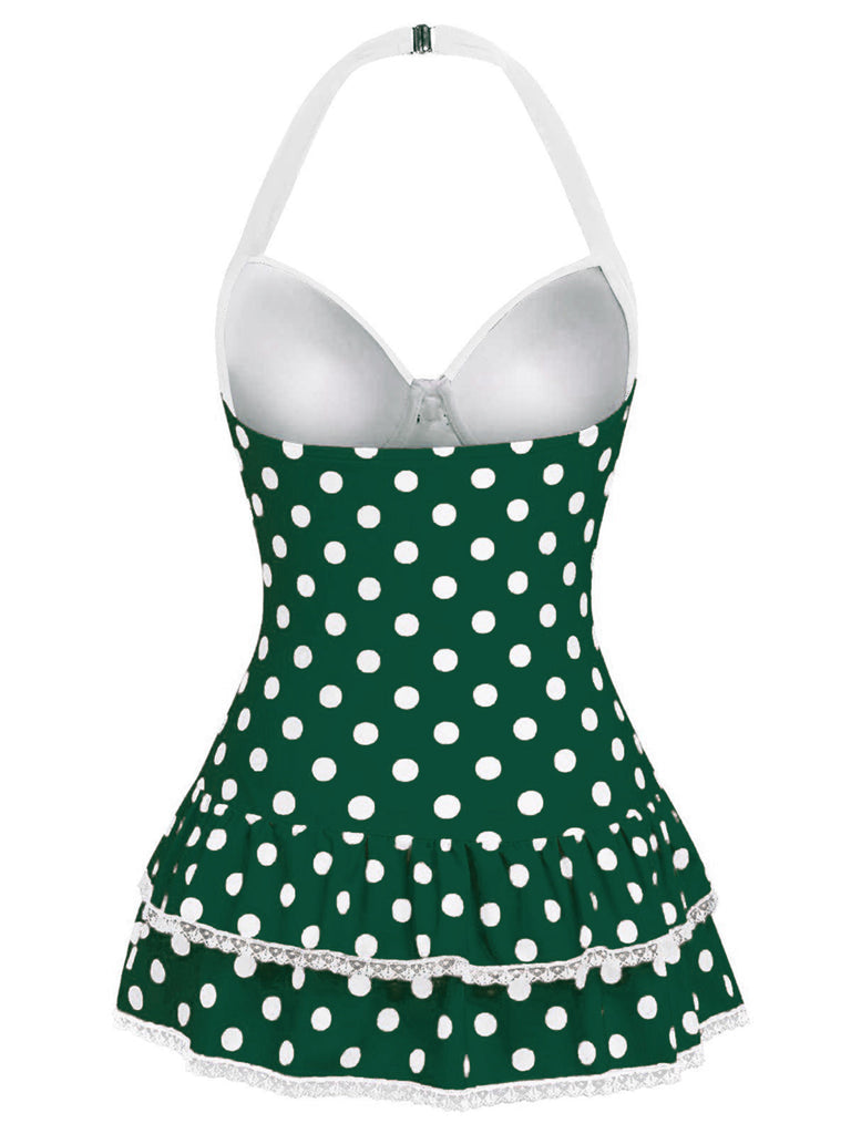 Costumi intero fiocco a pois blu anni '40
