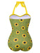 Costumi intero girasole scollo all'americana verde anni '30