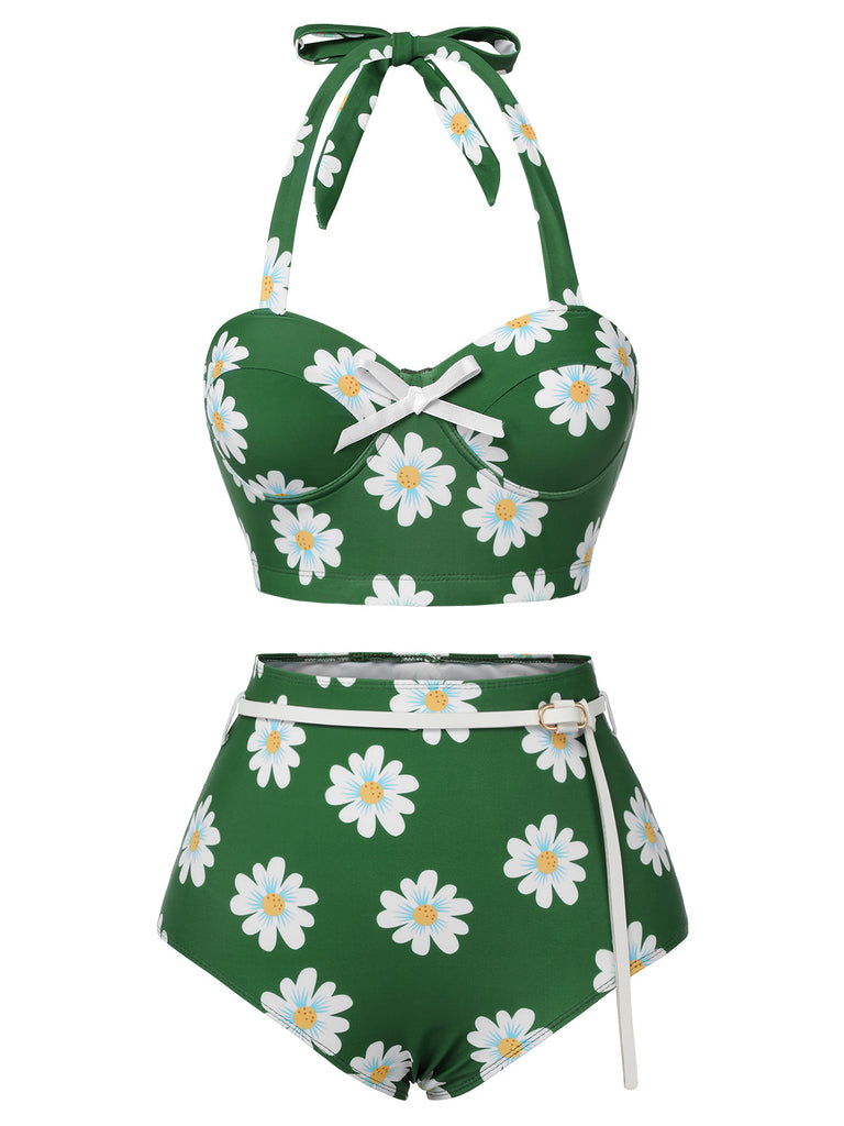 Costumi scollo all'americana e margherite verde anni '30