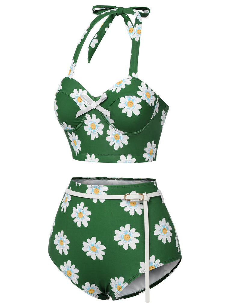 Costumi scollo all'americana e margherite verde anni '30