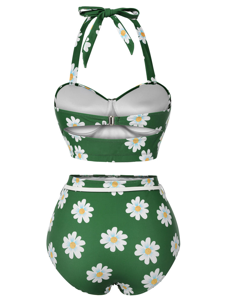 Costumi scollo all'americana e margherite verde anni '30