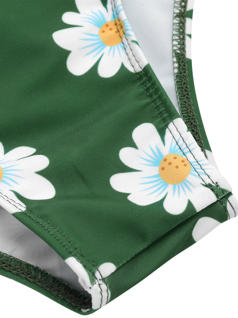 Costumi scollo all'americana e margherite verde anni '30