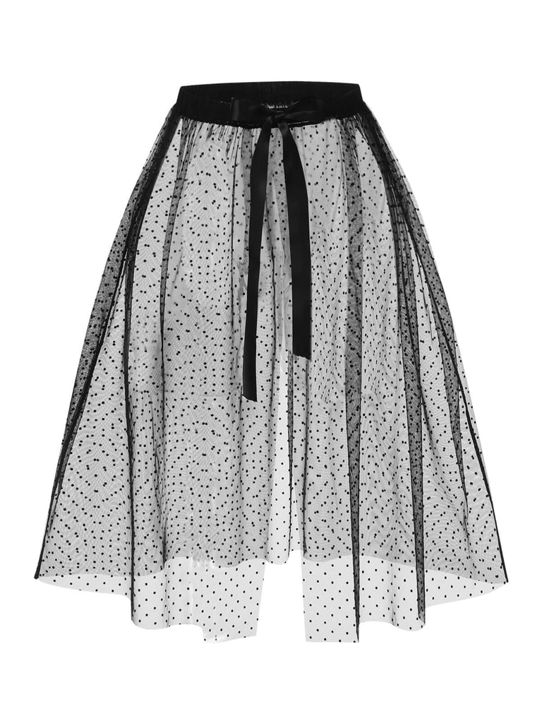 Copricostume a rete con pois nero anni '60