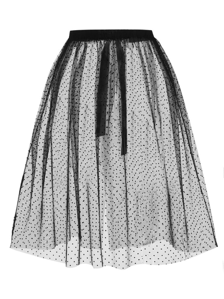 Copricostume a rete con pois nero anni '60