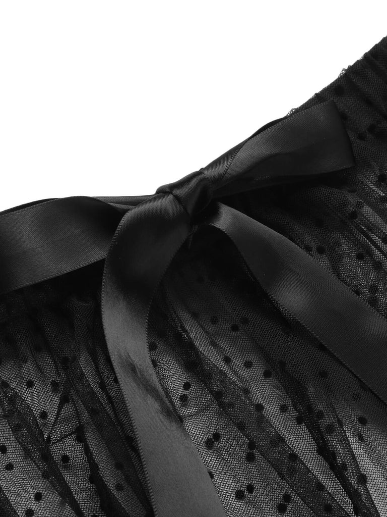 Copricostume a rete con pois nero anni '60