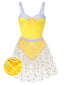 Costumi intero spalline e copricostume a margherite giallo anni '50