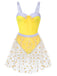 Costumi intero spalline e copricostume a margherite giallo anni '50