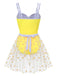 Costumi intero spalline e copricostume a margherite giallo anni '50