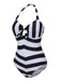 Costume da bagno a righe Barbie bianco e nero anni '50
