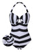 Costume da bagno a righe Barbie bianco e nero anni '50