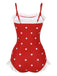 Costumi intero a pois volant in rete rosso anni '50