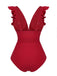 Costumi intero scollo a V profondo e cintura rosso anni '50