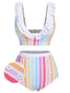 Costumi a righe arcobaleno volant multicolore anni '50