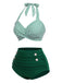 Costume da bagno con ferretto a righe blu anni '40