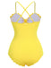 Costumi intero con spalline sottili cava giallo anni '50