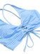 2PCS Costumi plaid e copricostume in rete blu anni '50