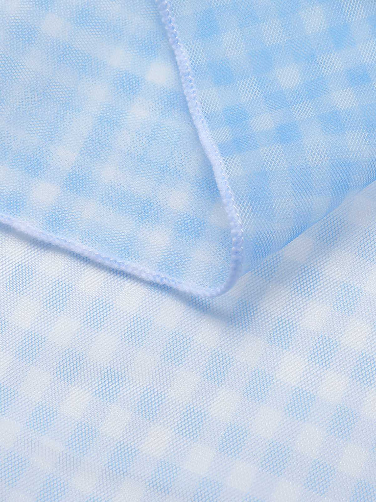 2PCS Costumi plaid e copricostume in rete blu anni '50
