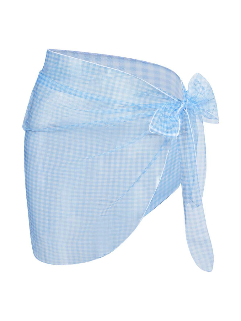 2PCS Costumi plaid e copricostume in rete blu anni '50