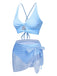 2PCS Costumi plaid e copricostume in rete blu anni '50