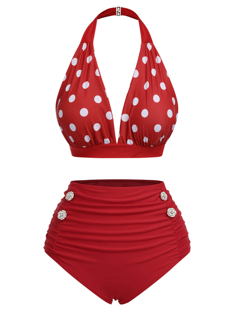 [Prevendita] Costumi scollo all'americana pois rosso anni '50