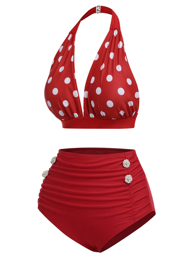 [Prevendita] Costumi scollo all'americana pois rosso anni '50