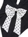 Costumi intero a pois fiocco e scollo a V nero anni '50