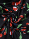 Costumi scollo a V fiocco di ciliegie nero anni '50