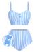 Costumi a righe con bottoni a forma di cuore blu anni '50