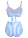Costumi a righe con bottoni a forma di cuore blu anni '50