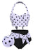 Costumi a pois con scollo all'americana contrasto anni '50