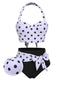 Costumi a pois con scollo all'americana contrasto anni '50
