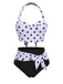 Costumi a pois con scollo all'americana contrasto anni '50
