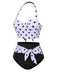 Costumi a pois con scollo all'americana contrasto anni '50