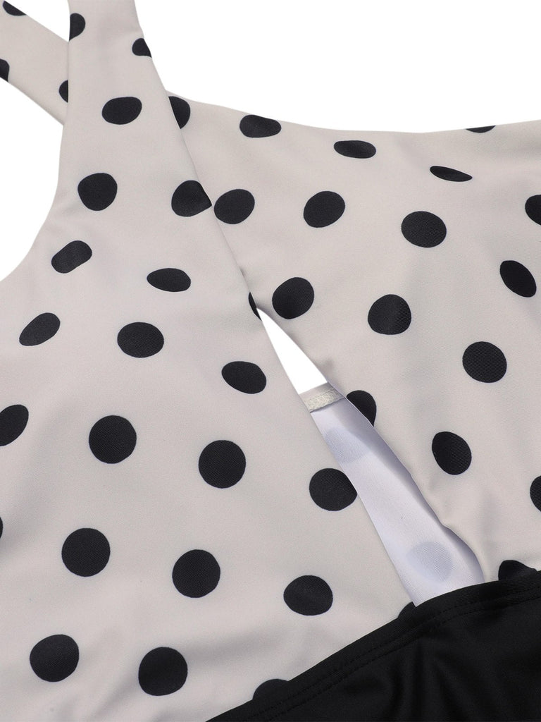 CostumI intero scollo all'americana pois beige anni '50