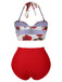 Costumi con rose e scollo all'americana blu anni '60